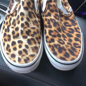 Vans leopard slip ons